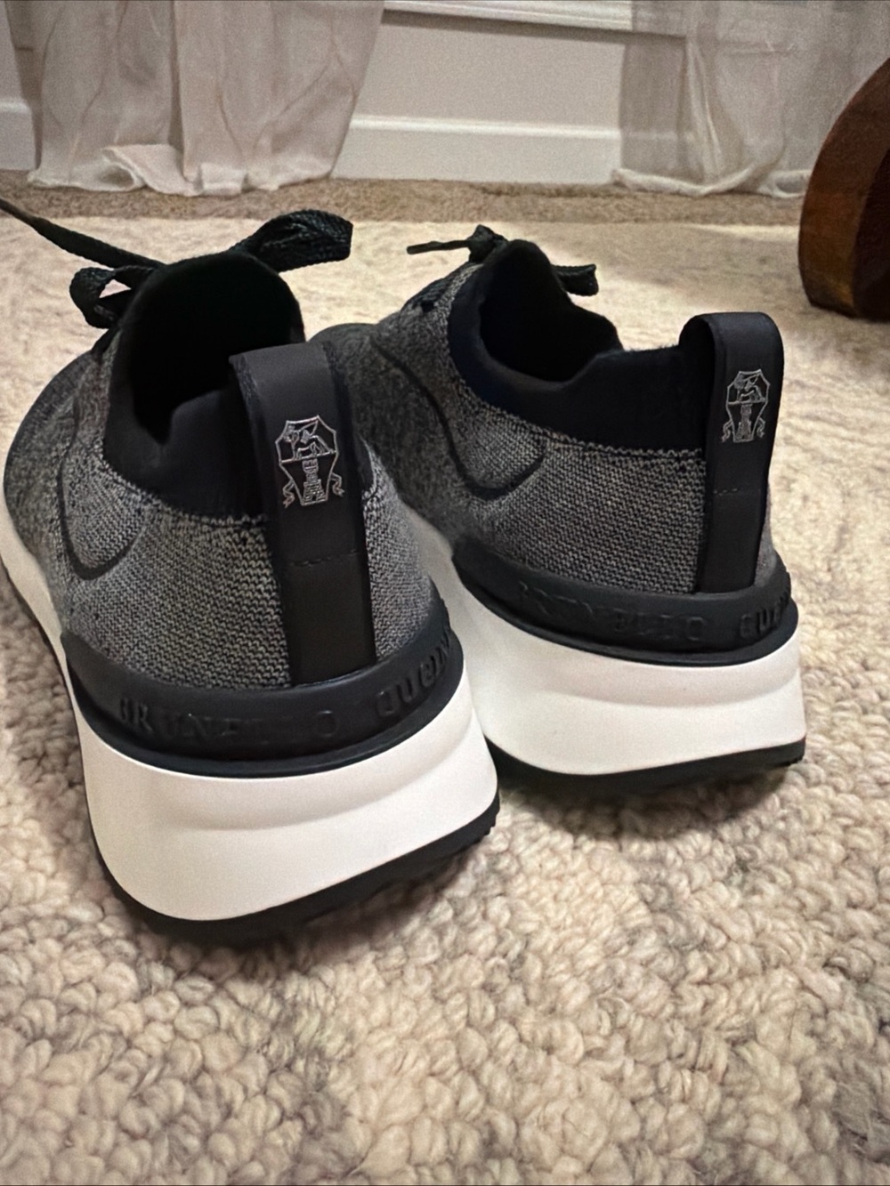 Brunello Cucinelli Navy and Gray Knit Lace-Up Sneakers - Picture 11 of 11